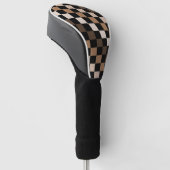 Brown Black Checkered Gingham Pattern Golf Headcover (angewinkelt)