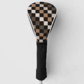 Brown Black Checkered Gingham Pattern Golf Headcover (Vorderseite)