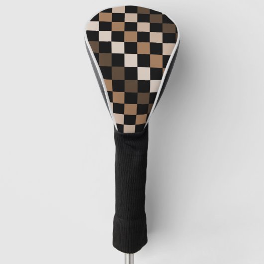 Brown Black Checkered Gingham Pattern Golf Headcover (Vorderseite)