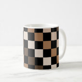 Brown Black Checkered Gingham Pattern Kaffeetasse (VorderseiteRechts)