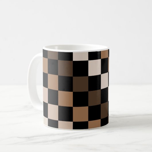 Brown Black Checkered Gingham Pattern Kaffeetasse (Vorderseite Links)