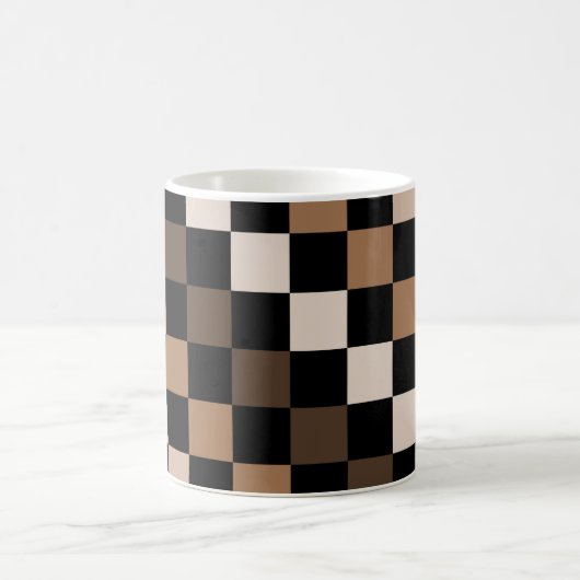 Brown Black Checkered Gingham Pattern Kaffeetasse (Mittel)