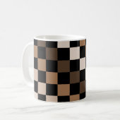 Brown Black Checkered Gingham Pattern Kaffeetasse (Vorderseite Links)