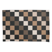 Brown Black Checkered Gingham Pattern Kissenbezug (Vorderseite)