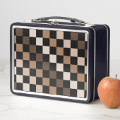Brown Black Checkered Gingham Pattern Metall Brotdose (Beispiel)