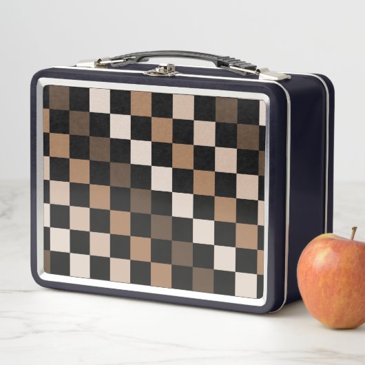 Brown Black Checkered Gingham Pattern Metall Brotdose (Beispiel)