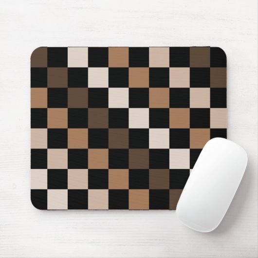 Brown Black Checkered Gingham Pattern Mousepad (Mit Mouse)