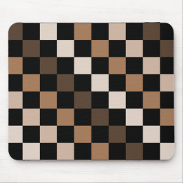 Brown Black Checkered Gingham Pattern Mousepad