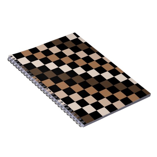 Brown Black Checkered Gingham Pattern Notizblock (Rechte Seite)
