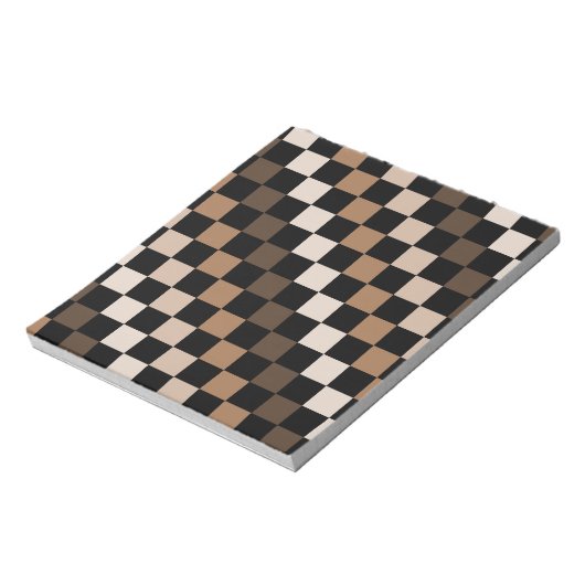 Brown Black Checkered Gingham Pattern Notizblock (Rotiert)