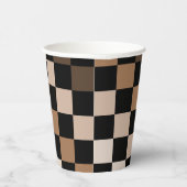 Brown Black Checkered Gingham Pattern Pappbecher (Rechts)