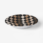 Brown Black Checkered Gingham Pattern Pappteller (Gewinkelt)