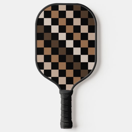 Brown Black Checkered Gingham Pattern Pickleball Schläger (Vorderseite)