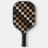 Brown Black Checkered Gingham Pattern Pickleball Schläger (Rückseite)