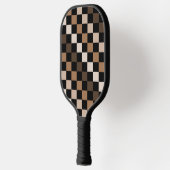 Brown Black Checkered Gingham Pattern Pickleball Schläger (Links)