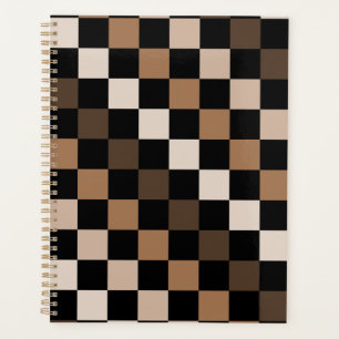 Brown Black Checkered Gingham Pattern Planer