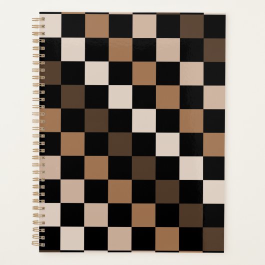 Brown Black Checkered Gingham Pattern Planer (Vorderseite)