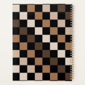 Brown Black Checkered Gingham Pattern Planer (Rückseite)