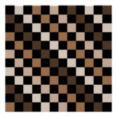 Brown Black Checkered Gingham Pattern Poster (Vorderseite)