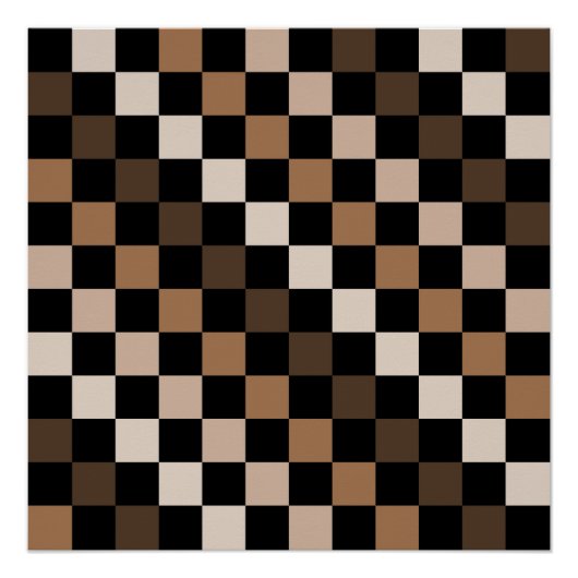 Brown Black Checkered Gingham Pattern Poster (Vorderseite)