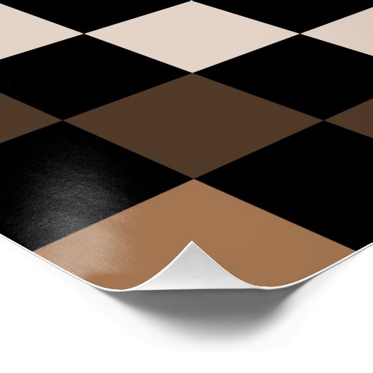 Brown Black Checkered Gingham Pattern Poster (Ecke)