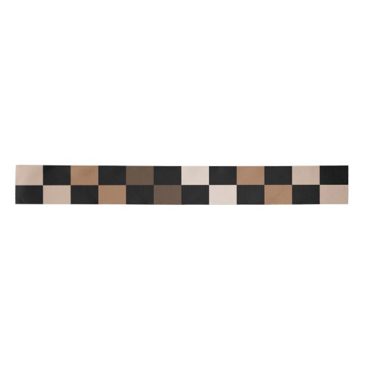 Brown Black Checkered Gingham Pattern Satinband (Vorderseite)