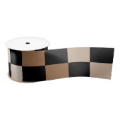 Brown Black Checkered Gingham Pattern Satinband (Spule)