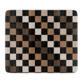Brown Black Checkered Gingham Pattern Schneidebrett (Vorderseite)