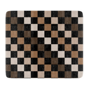 Brown Black Checkered Gingham Pattern Schneidebrett