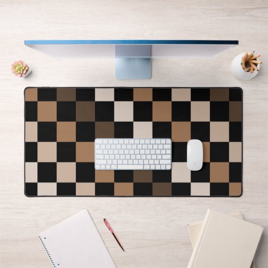 Brown Black Checkered Gingham Pattern Schreibtischunterlage (Büro 1)
