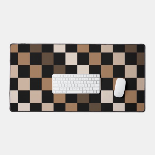 Brown Black Checkered Gingham Pattern Schreibtischunterlage (Tastatur & Maus)