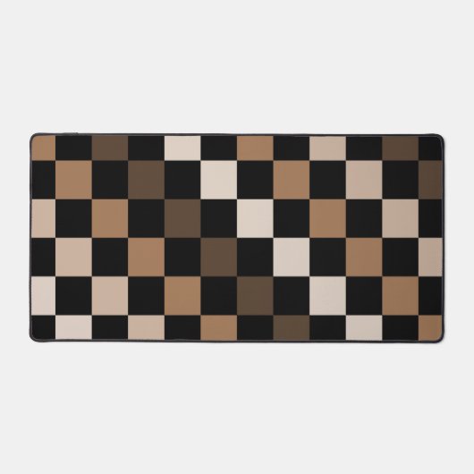 Brown Black Checkered Gingham Pattern Schreibtischunterlage (Vorderseite)