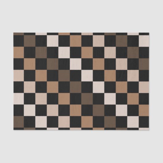 Brown Black Checkered Gingham Pattern Seidenpapier (Vorderseite)