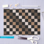 Brown Black Checkered Gingham Pattern Seidenpapier (Handwerk)
