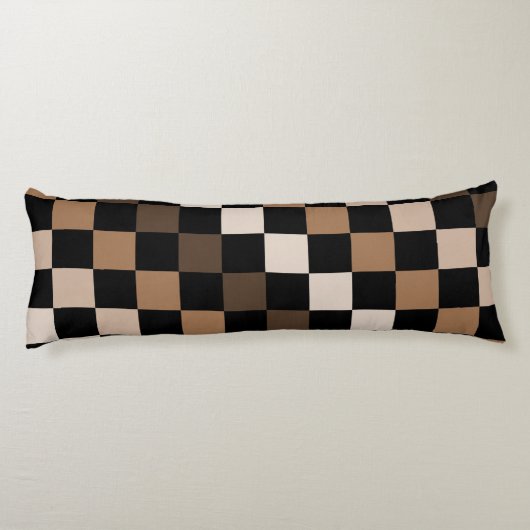 Brown Black Checkered Gingham Pattern Seitenschläferkissen (Rückseite)