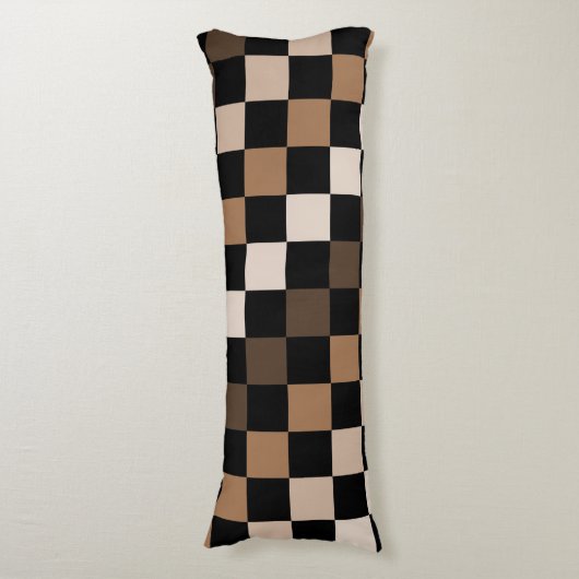Brown Black Checkered Gingham Pattern Seitenschläferkissen (Vorderseite Vertikal)