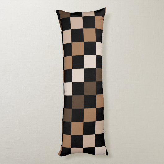 Brown Black Checkered Gingham Pattern Seitenschläferkissen (Rückseite (Vertikal))