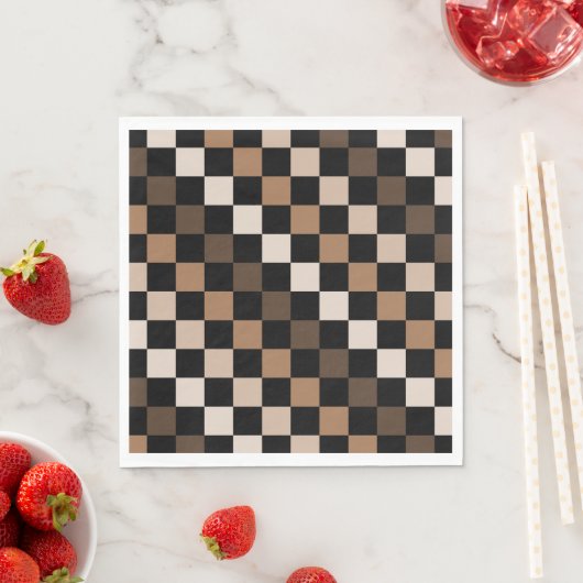 Brown Black Checkered Gingham Pattern Serviette (Beispiel)