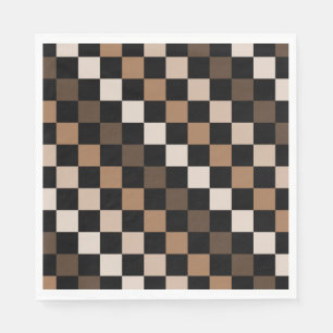 Brown Black Checkered Gingham Pattern Serviette