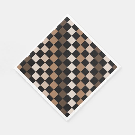 Brown Black Checkered Gingham Pattern Serviette (Ecke)