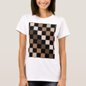 Brown Black Checkered Gingham Pattern T-Shirt (Vorderseite)