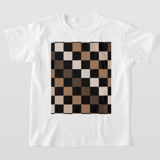 Brown Black Checkered Gingham Pattern T-Shirt (Ablage )