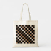 Brown Black Checkered Gingham Pattern Tragetasche (Rückseite)