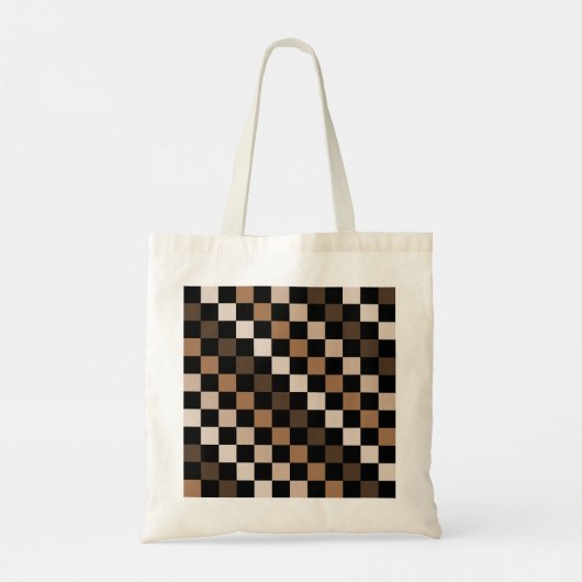 Brown Black Checkered Gingham Pattern Tragetasche (Rückseite)
