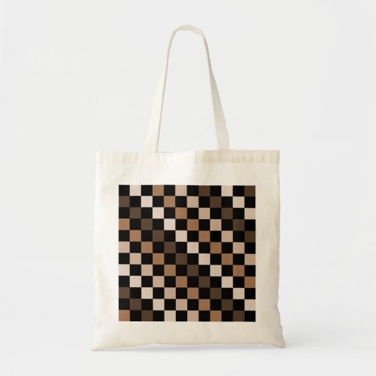 Brown Black Checkered Gingham Pattern Tragetasche (Vorne)