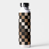 Brown Black Checkered Gingham Pattern Trinkflasche (Links)