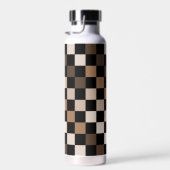Brown Black Checkered Gingham Pattern Trinkflasche (Rechts)