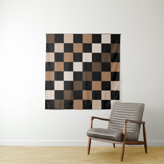 Brown Black Checkered Gingham Pattern Wandteppich (Beispiel)