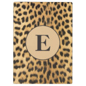 Brown Black Cheetah Leopard Print Monogram Klemmbrett (Rückseite)