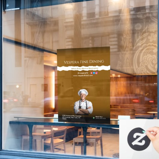 Brown Black Chef Restaurants and Food Lovers Fensteraufkleber (Café-Fenster)